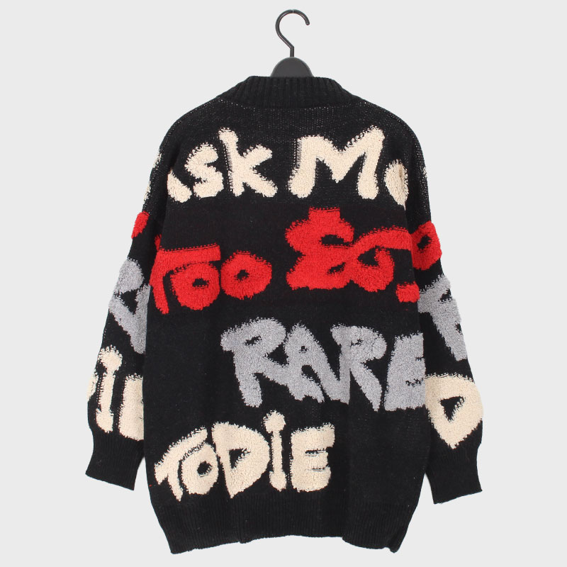 婦人ニットカーディガン(英字デザイン)