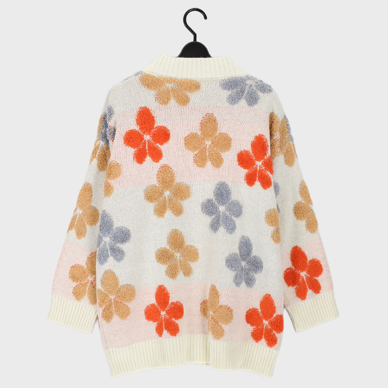 婦人ニットカーディガン(花柄)