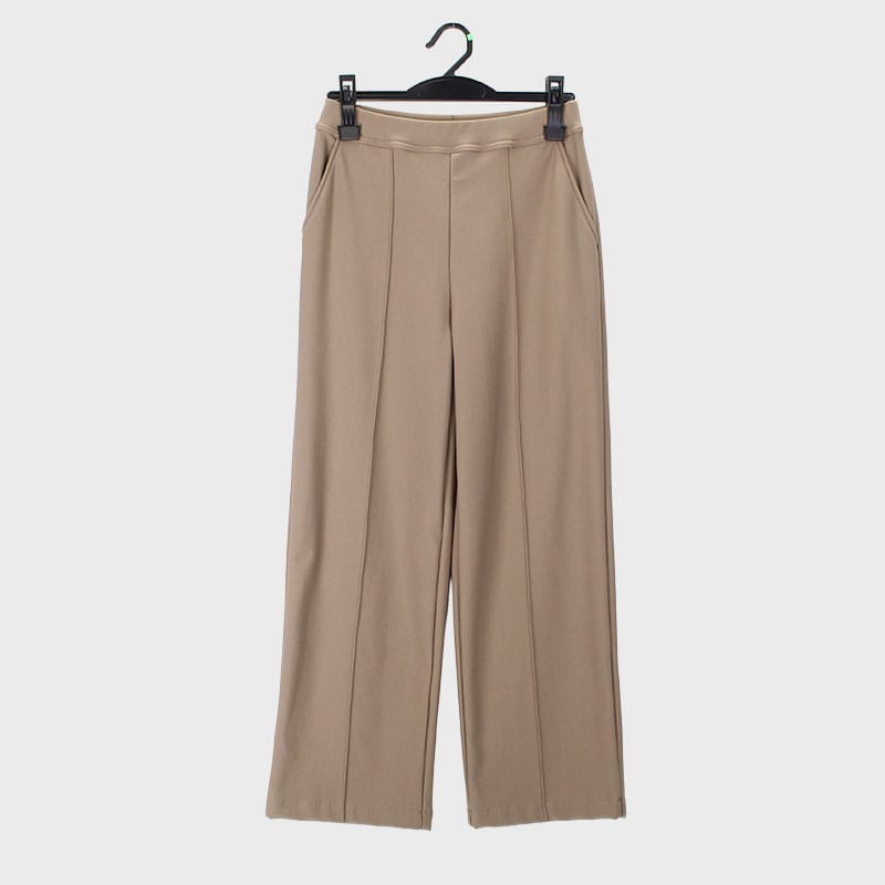 婦人日本製すふれ起毛ピンタックワイドストレートパンツ