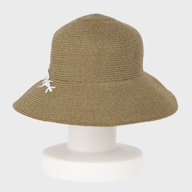 『丸洗いOK』レース付きつば広ブレードハット/サイズ調節可・UVケア・あご紐用ループあり