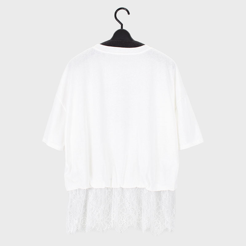 婦人裾レース付きTシャツ