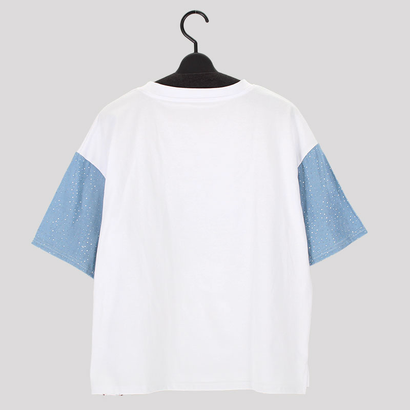婦人デニム切替えキラキラTシャツ