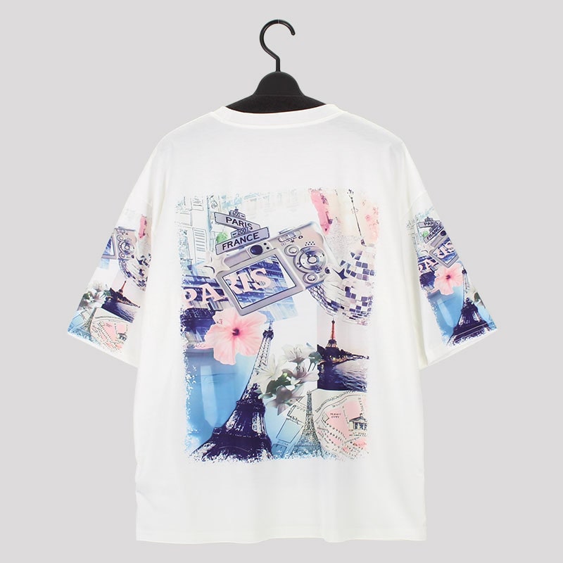 婦人英字プリントパールキラキラTシャツ