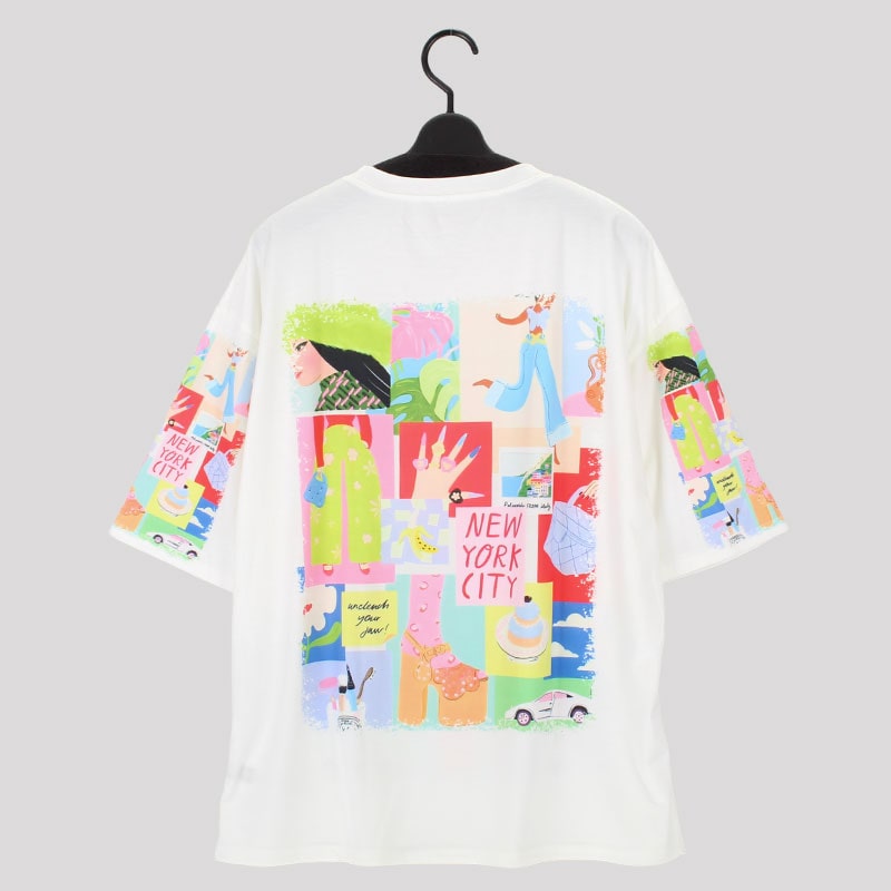 婦人英字プリントパールキラキラTシャツ