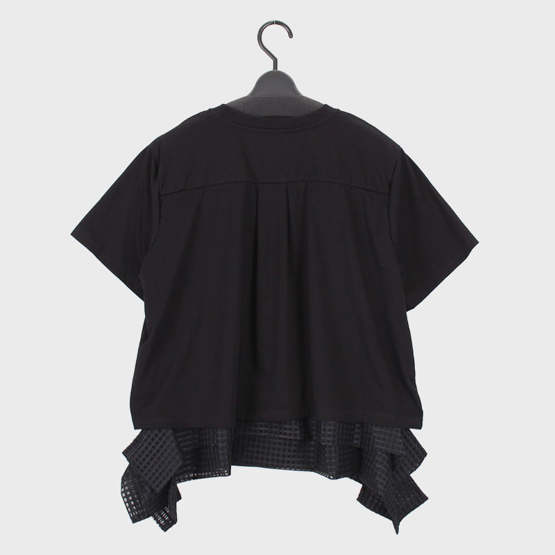 婦人『VERITE』チェックレース裾Tシャツ