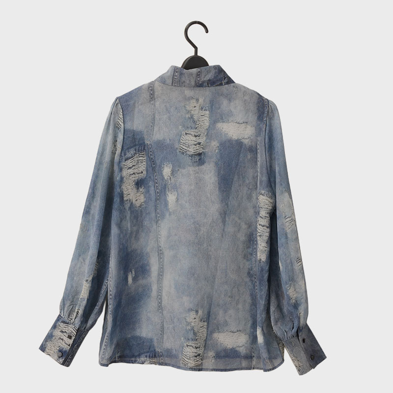 婦人『Khaki Koji』シアーデニム風デザインシャツ2