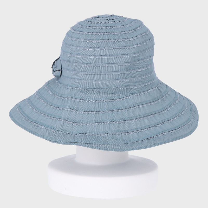 『EASY CARE〜多機能ハット〜』コサージュ付きオーガンジーブレードキャペリンハット/洗濯機洗い可能・サイズ調節可