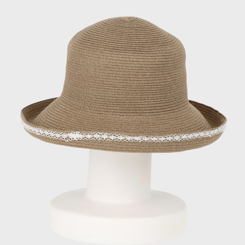 『洗えるブレードハット』ふちレースフェミニンセーラーハット/サイズ調節可・抗菌防臭・吸水速乾