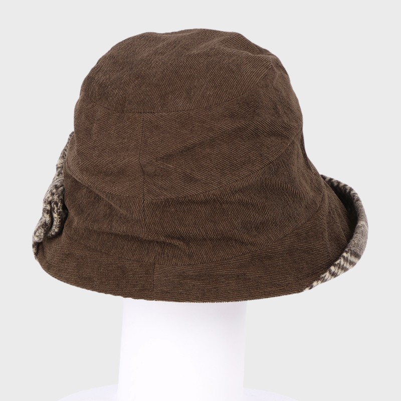 『吸湿裏暖』チェック柄リボンオブザーハット