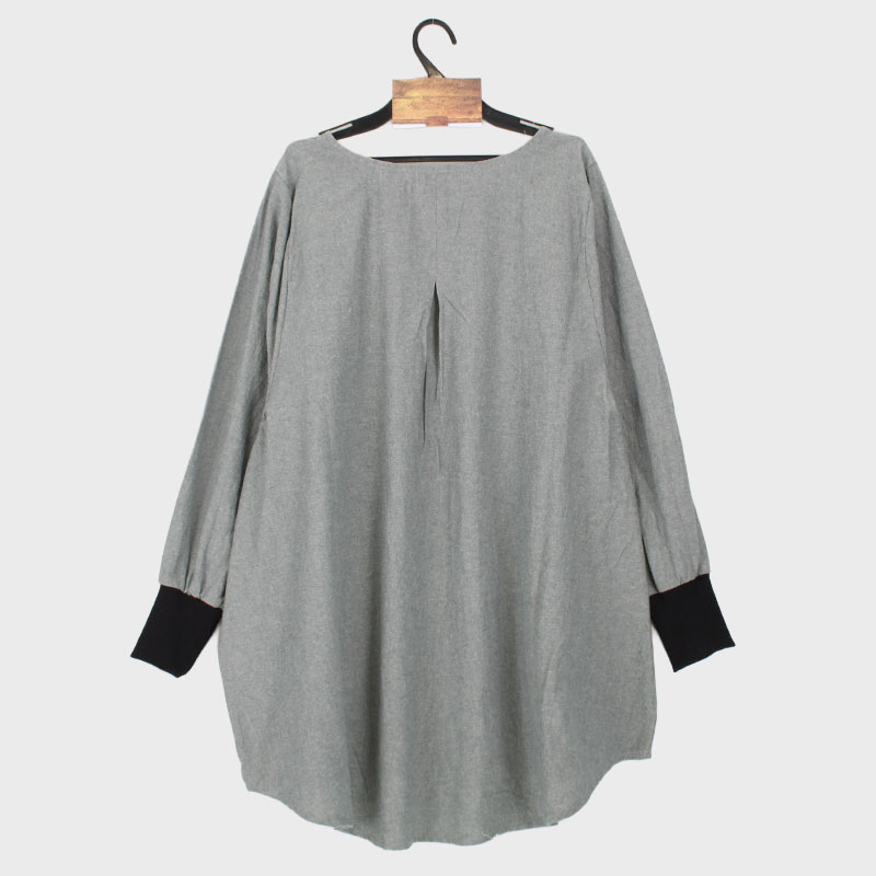 婦人綿100袖リブ付きタブリエエプロン