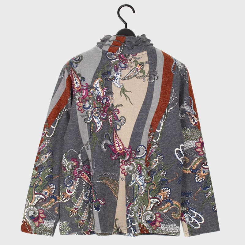 婦人3段メロープリントカットソー