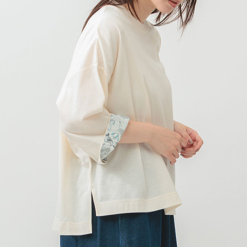 婦人『m.m.o』7分袖袖裏布帛トップス