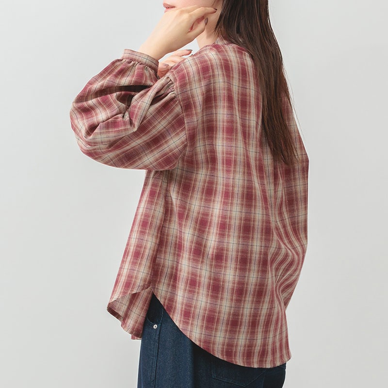 婦人『m.m.o』先染めチェックギャザーシャツ