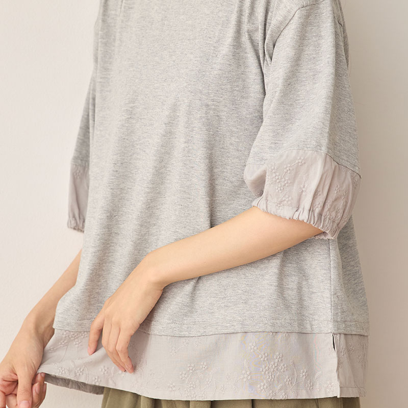 婦人『cloudnine』7分袖レイヤード風切替デザインカットソー