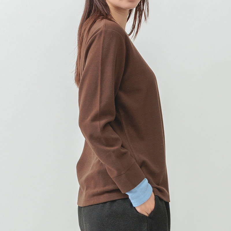 婦人『m.m.o』天竺ニットソー配色重ね着風PO