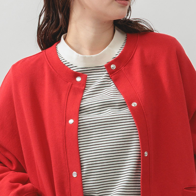 婦人『m.m.o.』裏毛パールドットボタンカーディガン