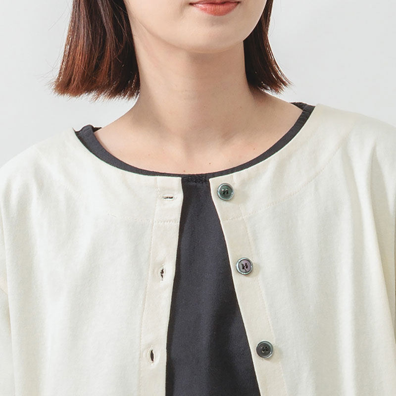 婦人『m.m.o.』OE天竺バスククルーネックカーディガン