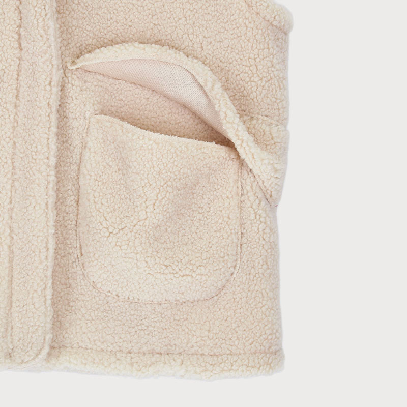 婦人前ファスナーボアベスト(ポケット付)