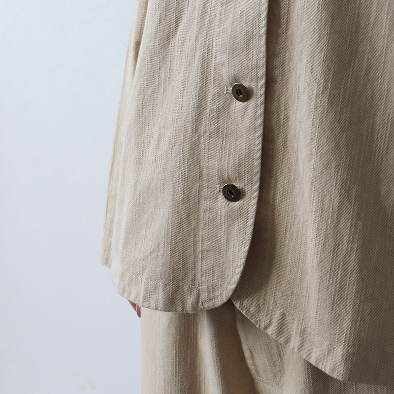 婦人『cloudnine』9.3ozタテスラブ入り 丸襟ポケット付きジャケット