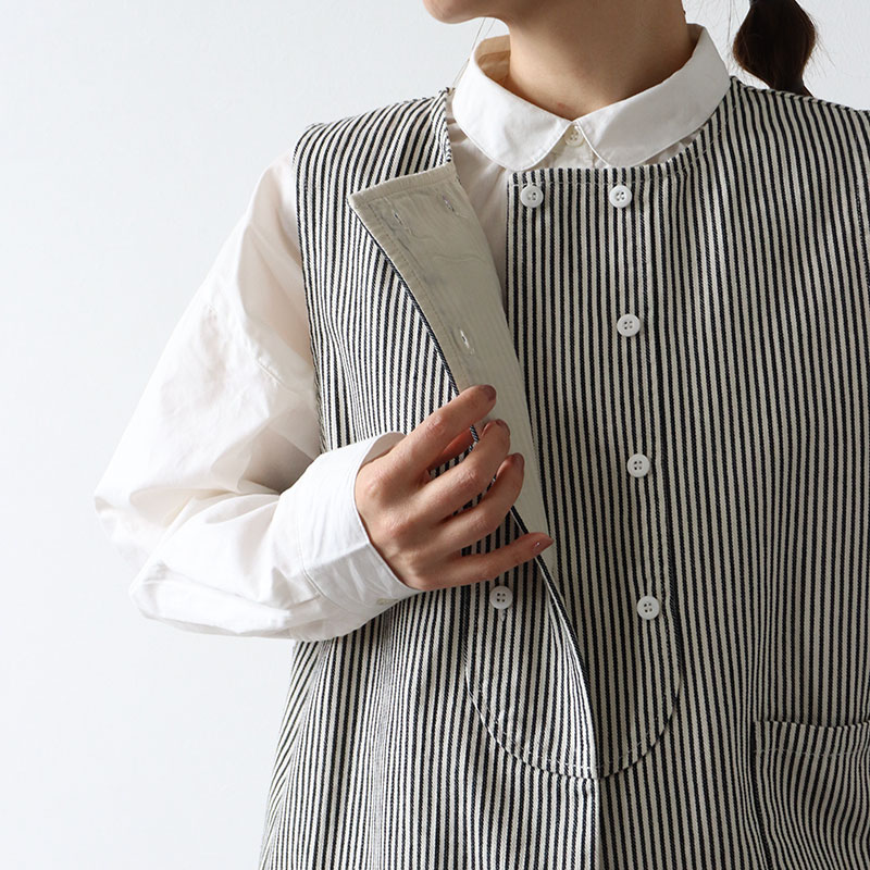 婦人『cloudnine』9.3ozタテスラブ入りダブルボタン前開きベスト