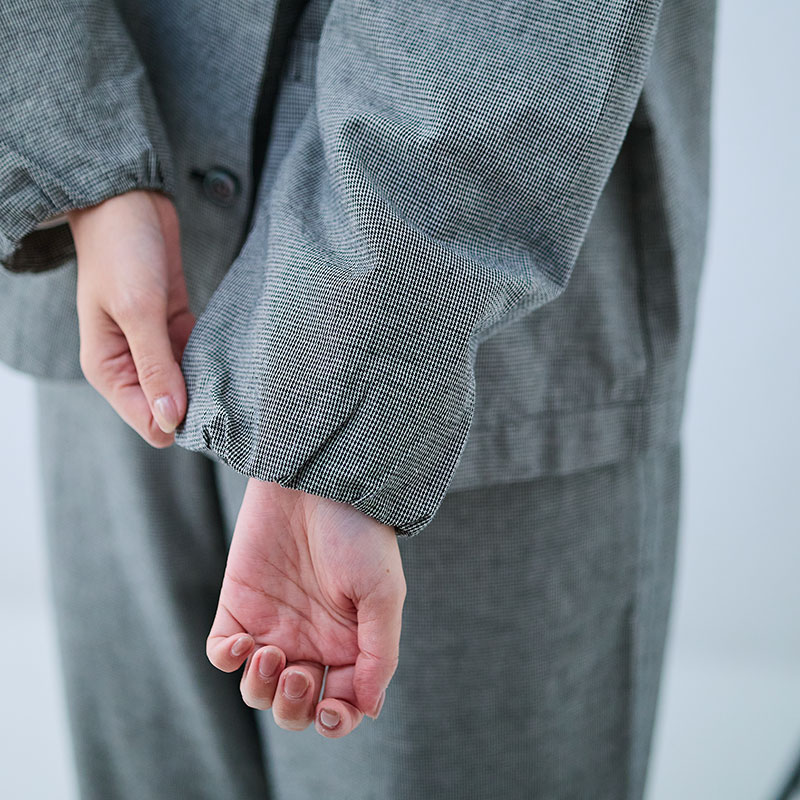 婦人『cloudnine』先染め綿麻布帛袖口バルーンジャケット