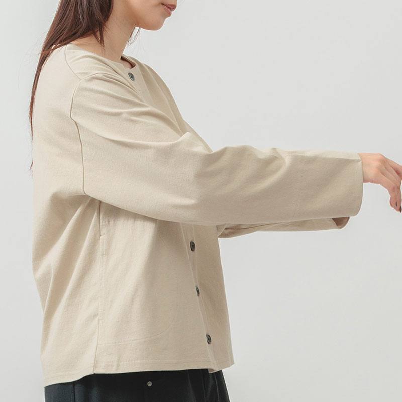 婦人『m.m.o』コットンバスククルーネックカーディガン