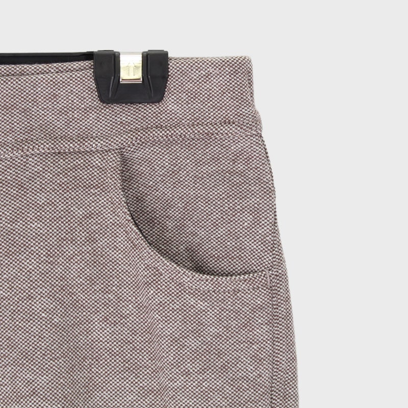 婦人ツイード調ニット裏シャギーテーパードパンツ