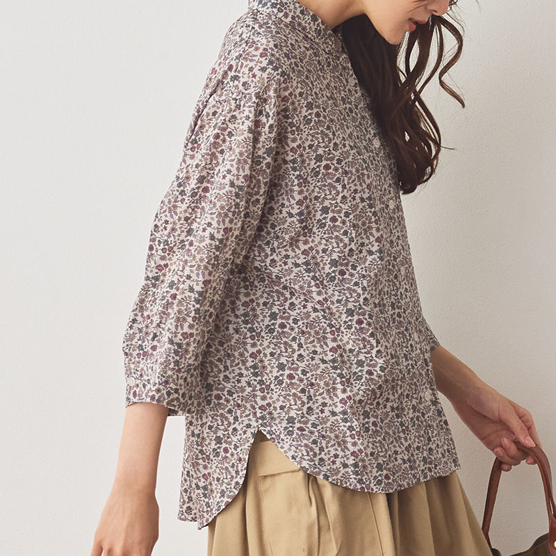 婦人『cloudnine』7分袖前開き花柄プリントブラウス