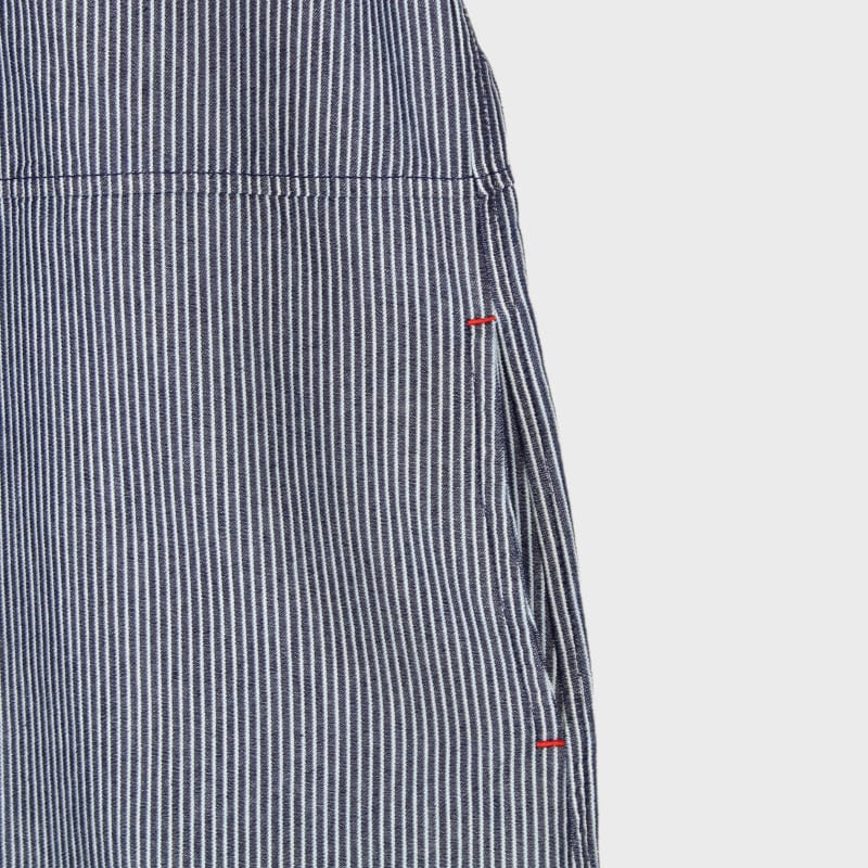 婦人ヒッコリー衿なしロングブラウス