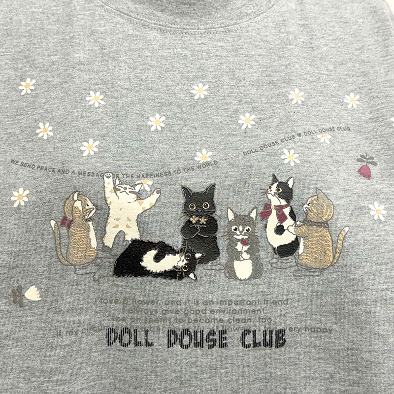 婦人DDCLUB長袖Tシャツ(ネコスプリング)