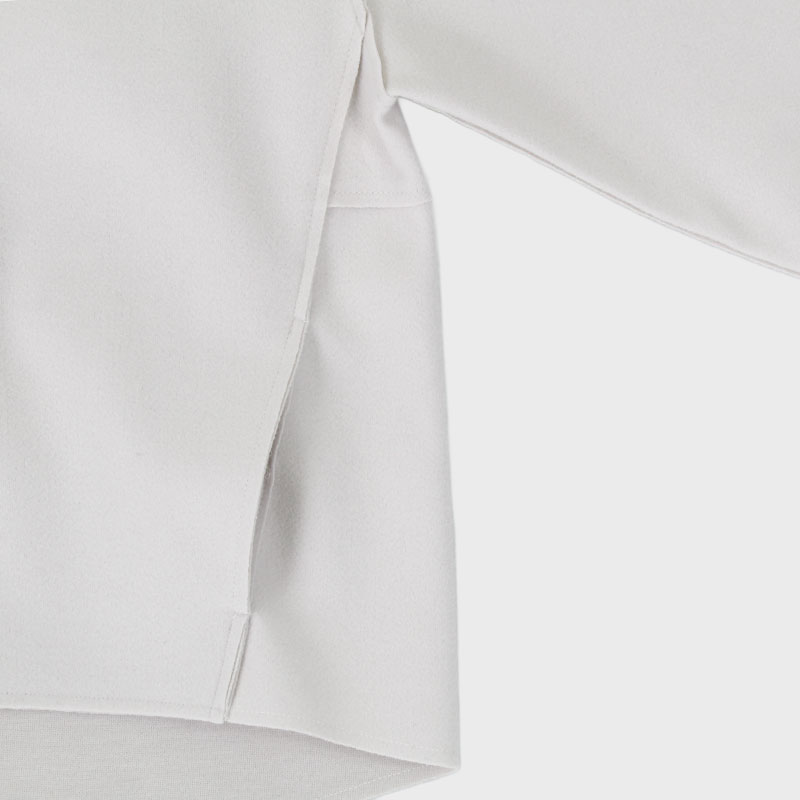 婦人衿なし前ファスナーウール風デザインジャケット