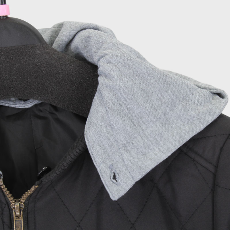 【在庫限り】婦人フード取り外し可能リブ付中綿コート