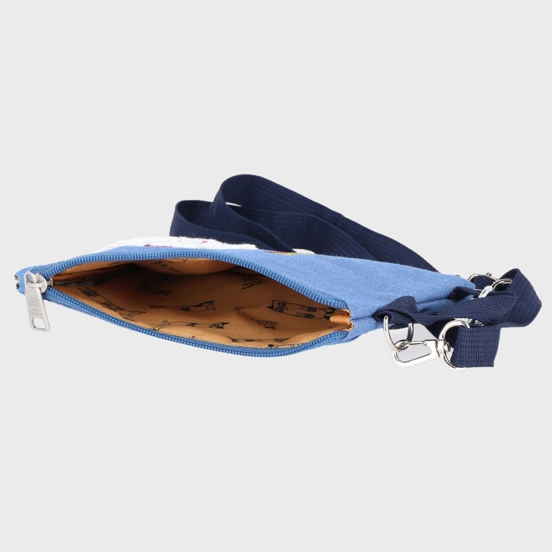 婦人ネコまるけデニム調ポシェット