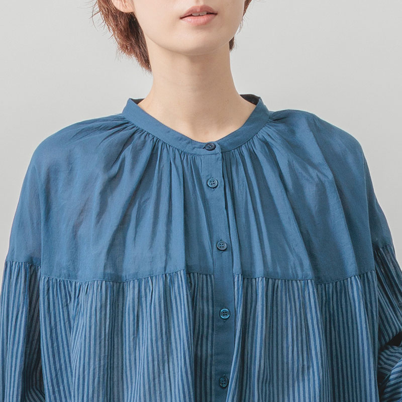 婦人『m.m.o』無地×プリントブラウス