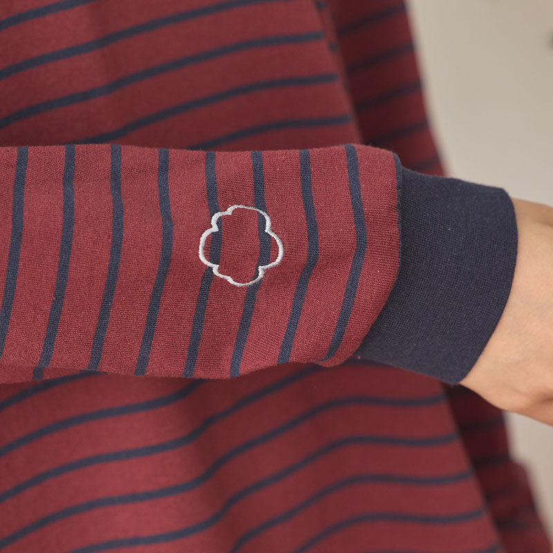 婦人『cloudnine』長袖刺繍入りボーダーカットソー