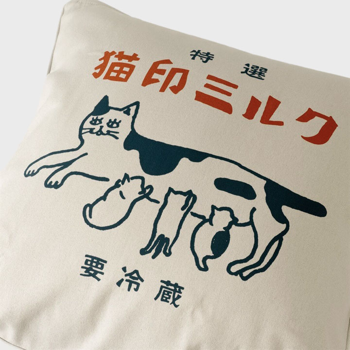 『星羊社』猫印ミルク クッションカバー