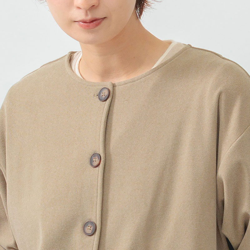 婦人『m.m.o』もっちりスムースクルーネックコートワンピース