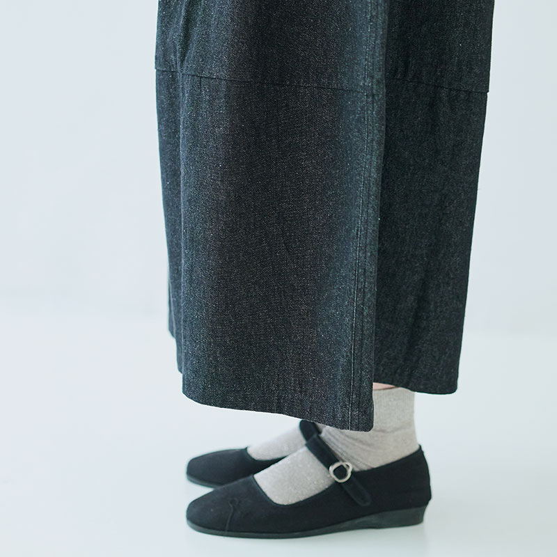 婦人『cloudnine』8oz布帛デニム無地9分丈バルーンスカート