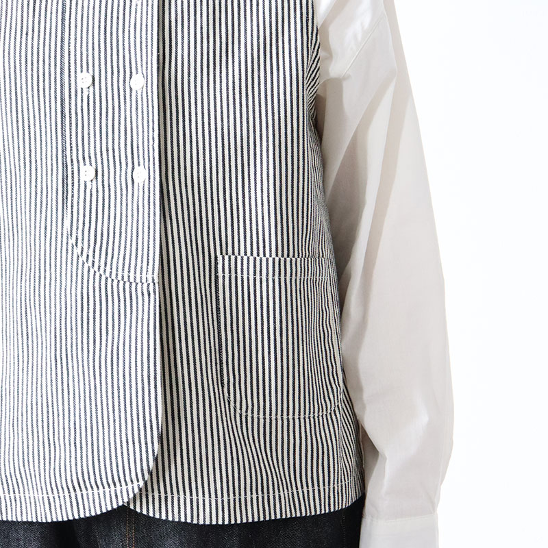 婦人『cloudnine』9.3ozタテスラブ入りダブルボタン前開きベスト