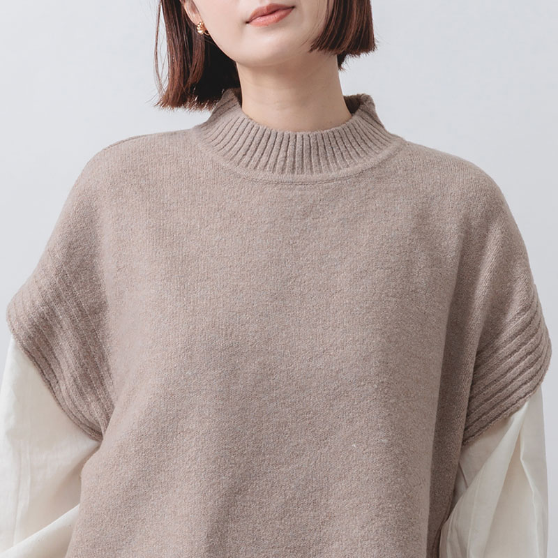 婦人『m.m.o.』マシーンウォッシャブル ハイネックニットベスト