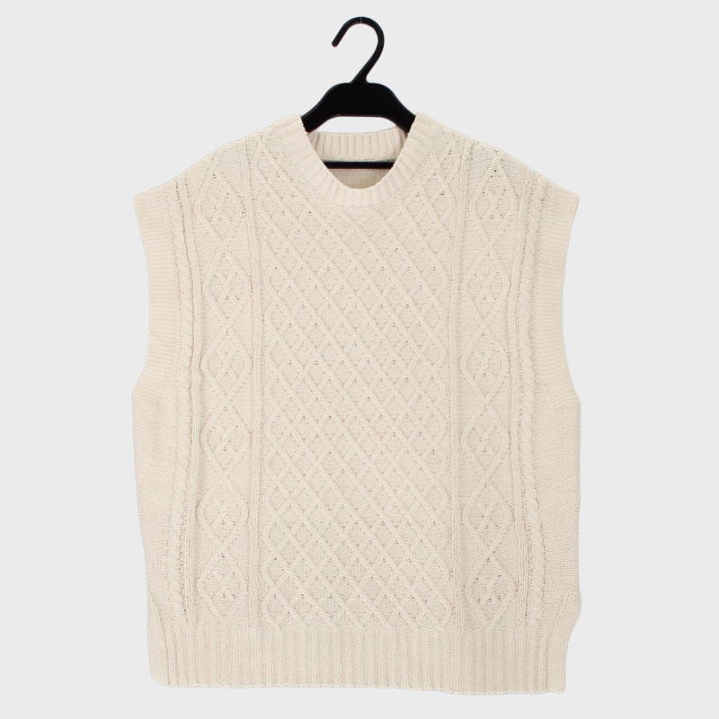 婦人『m.m.o.』モールニットベスト×ブラウスアンサンブル