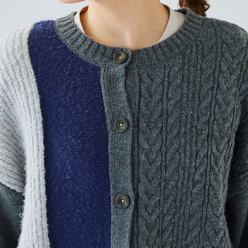 婦人『cloudnine』4種類柄パッチワークニットカーディガン