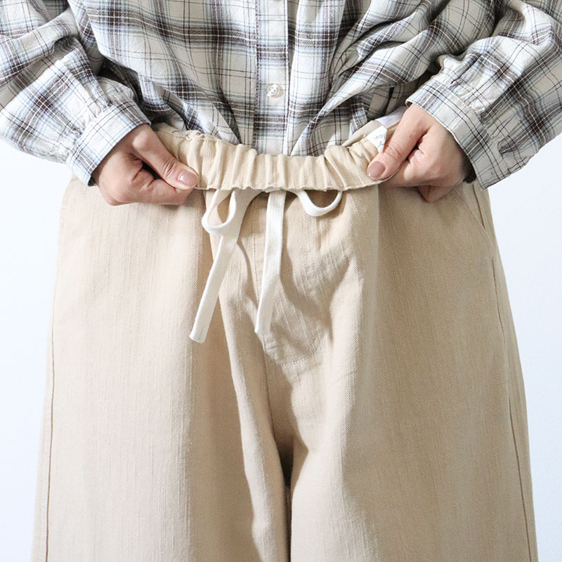 婦人『cloudnine』9.3ozタテスラブ入り9分丈ワイドストレートパンツ