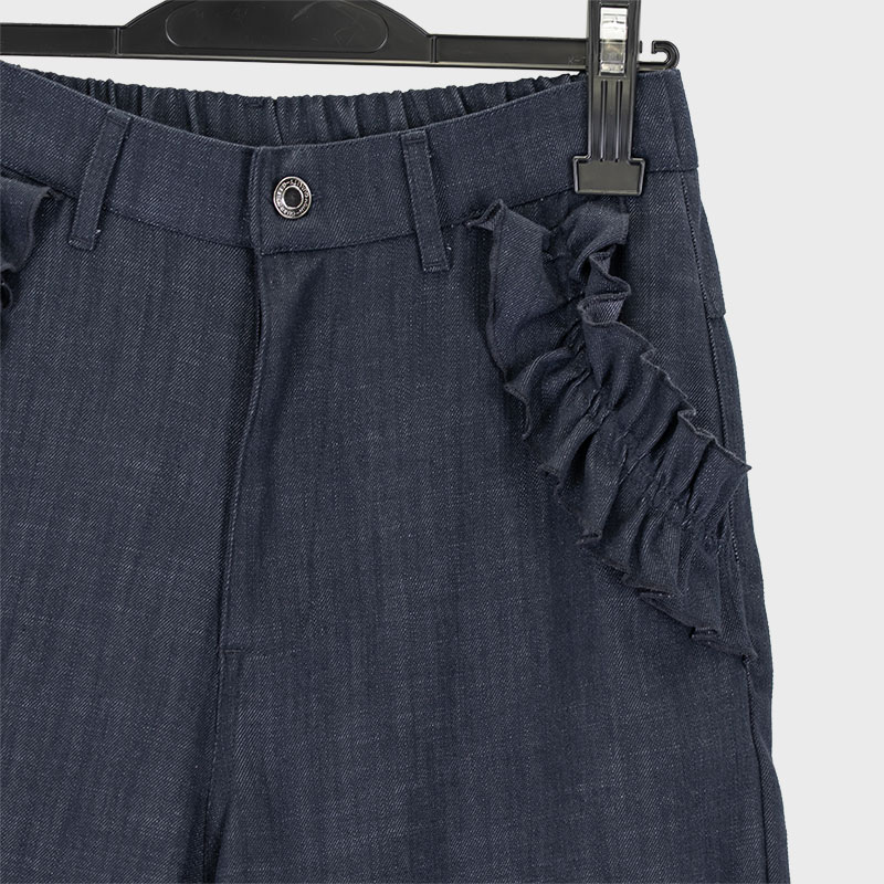 婦人ポケットフリルデニムパンツ