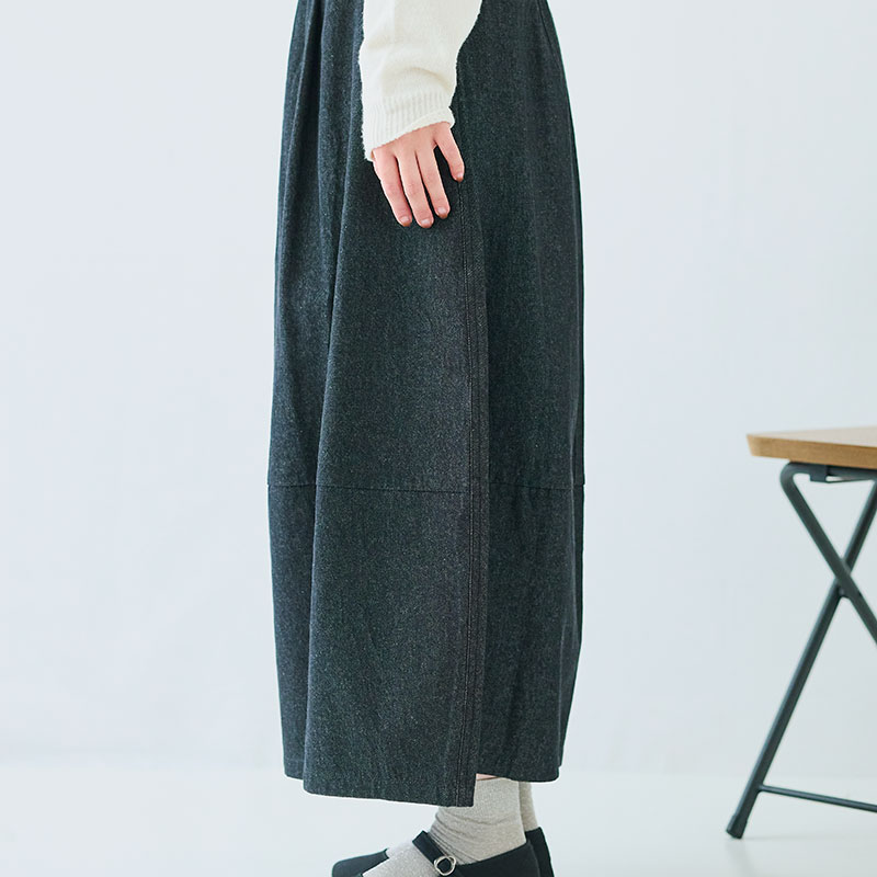 婦人『cloudnine』8oz布帛デニム無地9分丈バルーンスカート