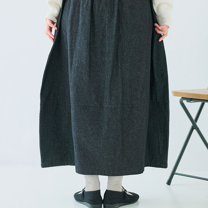 婦人『cloudnine』8oz布帛デニム無地9分丈バルーンスカート