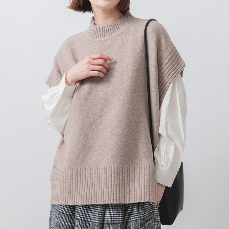 婦人『m.m.o.』マシーンウォッシャブル ハイネックニットベスト