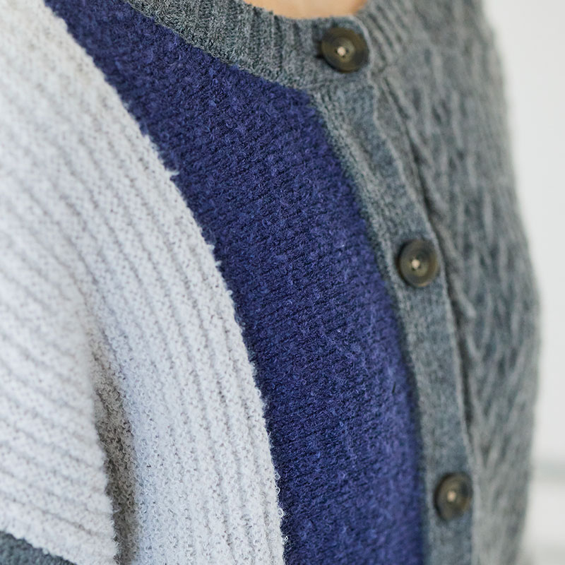 婦人『cloudnine』4種類柄パッチワークニットカーディガン