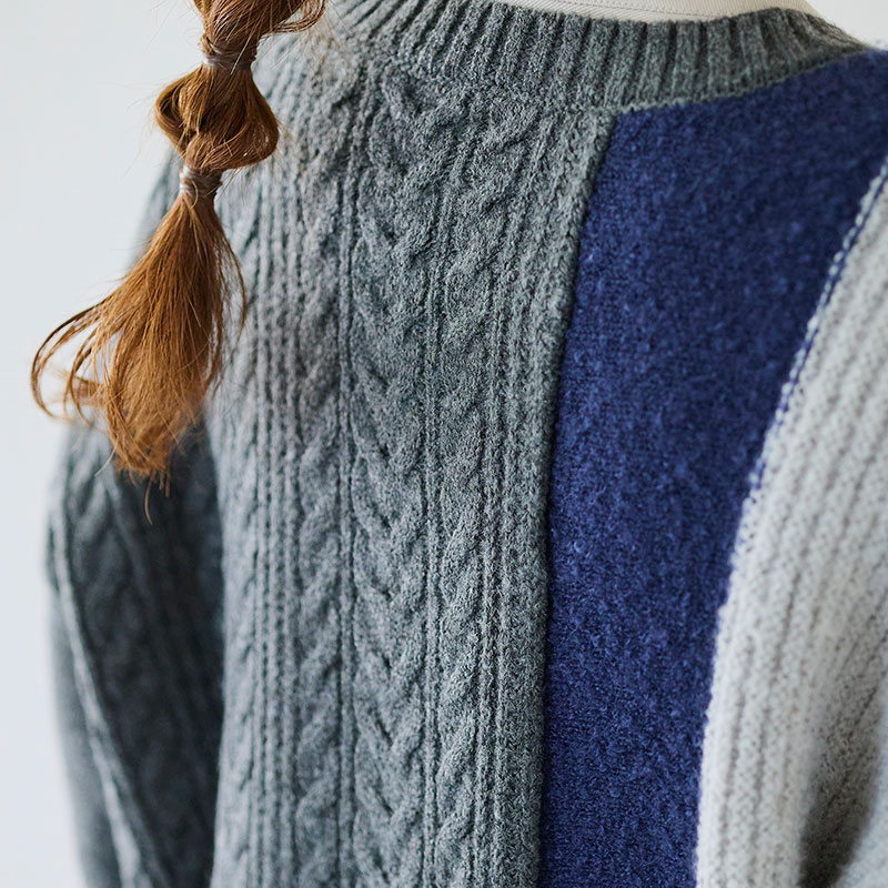 婦人『cloudnine』4種類柄パッチワークニットカーディガン