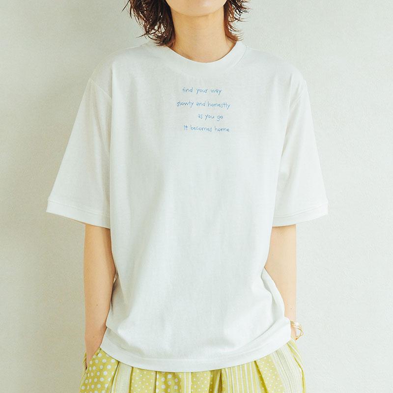 婦人『m.m.o』クルーネック袖リブ半袖Tシャツ